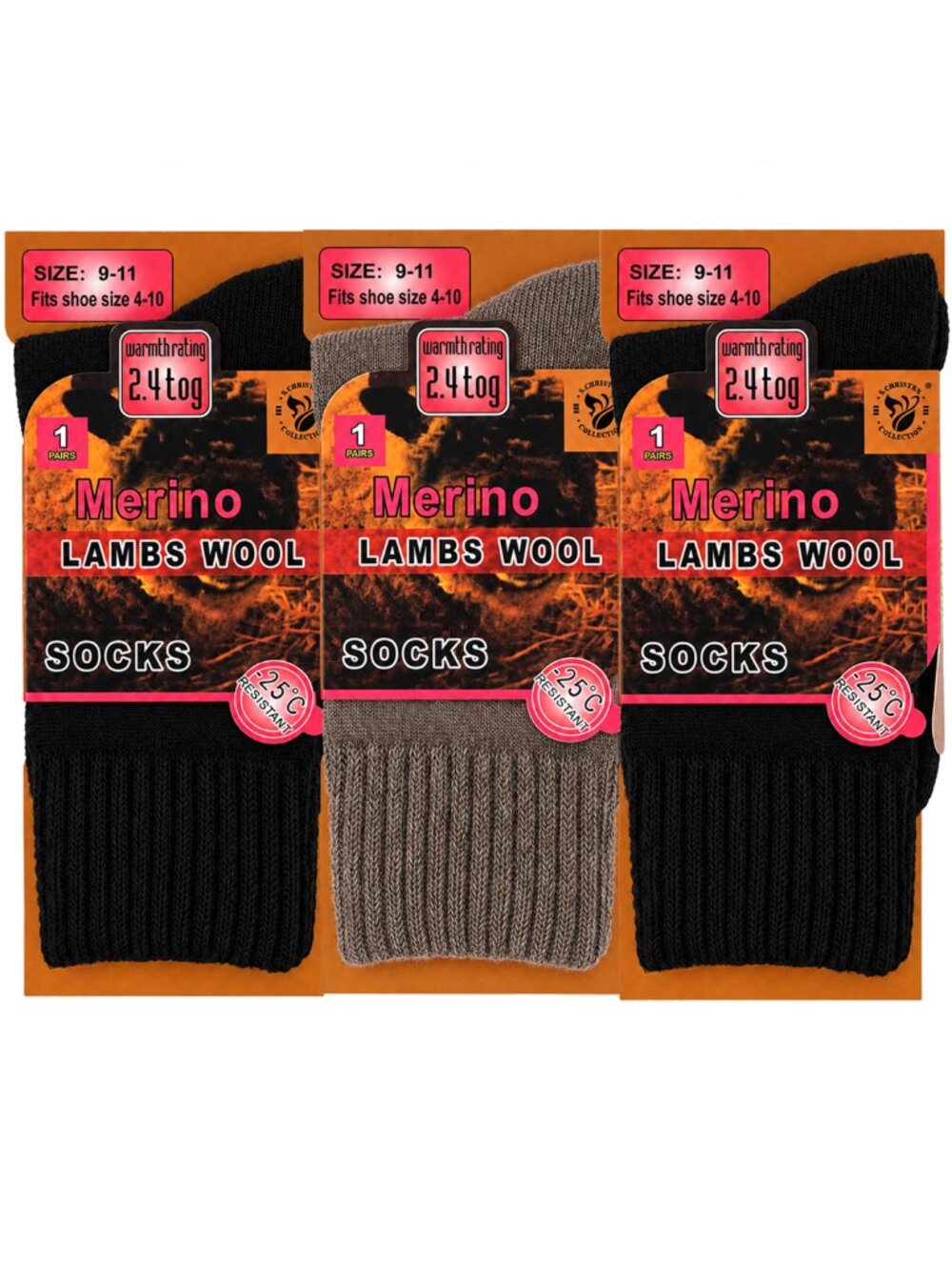 Women Wool Socks, Size 9-11, Merino Lamb Thick Warm Winter Socks, 3-PACK, NEW